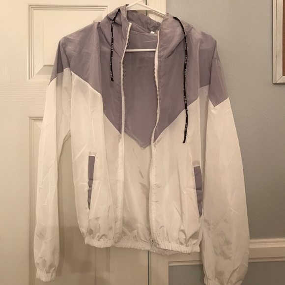 ROMWE Jackets & Blazers - white and gray windbreaker